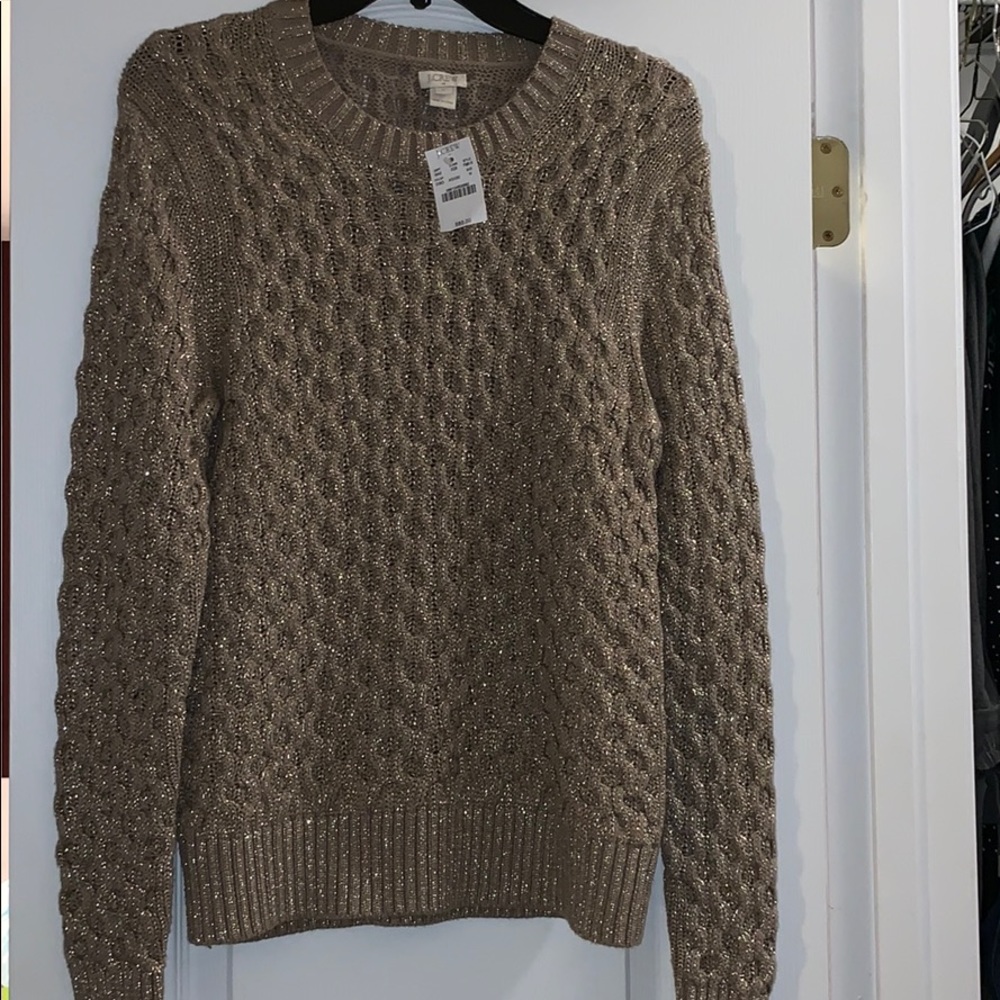 J. Crew Gold Shimmer Link Chain Sweater 🍁
